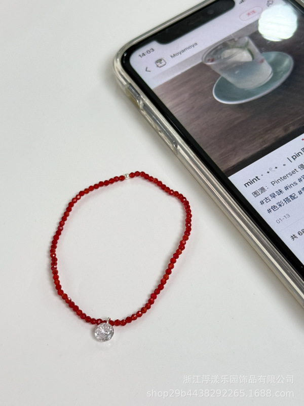 韓国ドーパミンキャンディーカラーの自家製小さなカラフルなキャンディースーパーフラッシュジルコン宝石ペンダントブレスレットシンプルなニッチデザイン|undefined