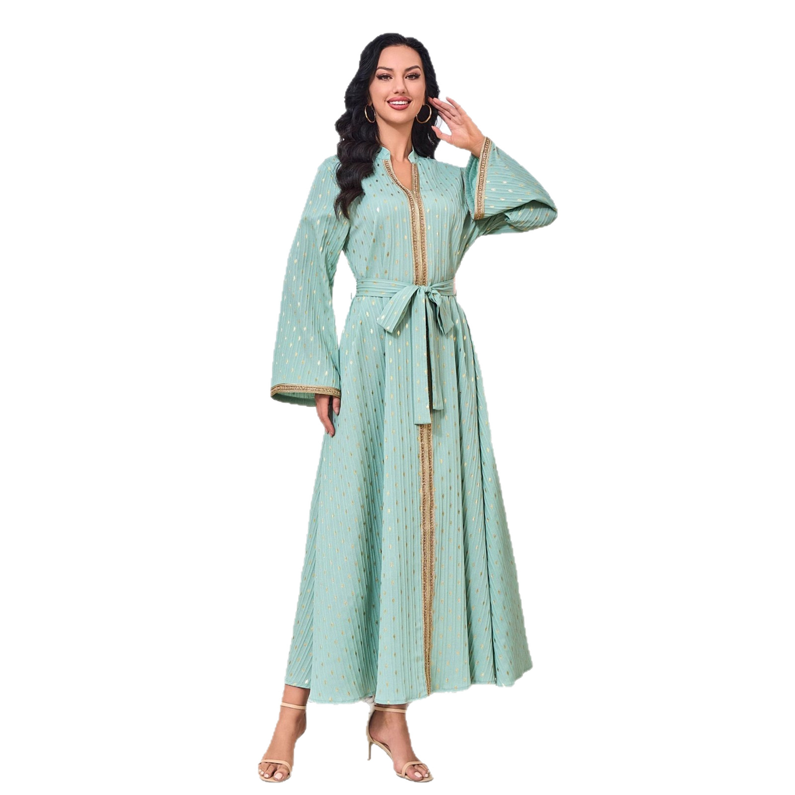 Dubai Robe Dress With Printed, Rhinestone-embellished, And Embroidered Craftsmanship Series, Long-length Women's_ecoleips.com
