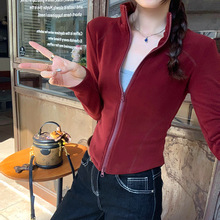 秋冬季韩系小个子立领修身短款外套女2024年时尚洋气百搭开衫上衣