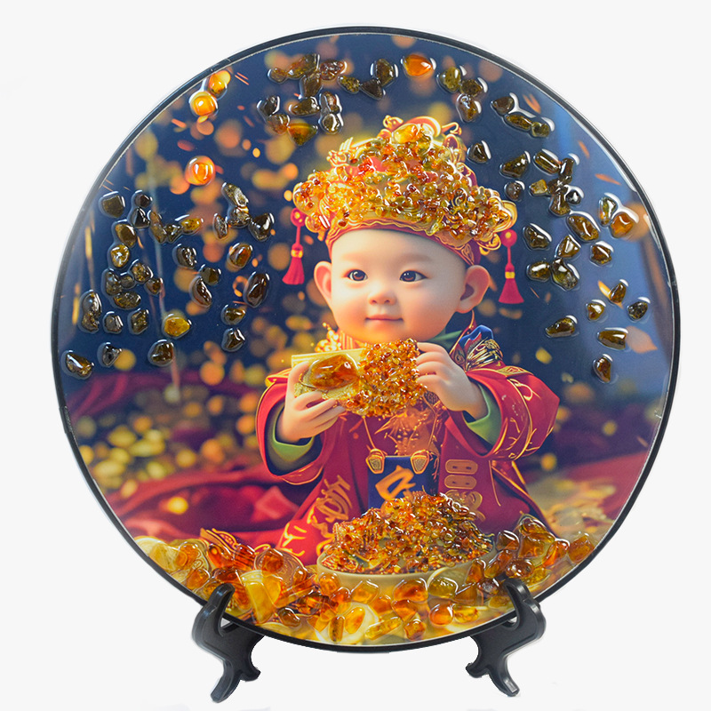 호박 그림 - 행운의 소년 직경 30cm