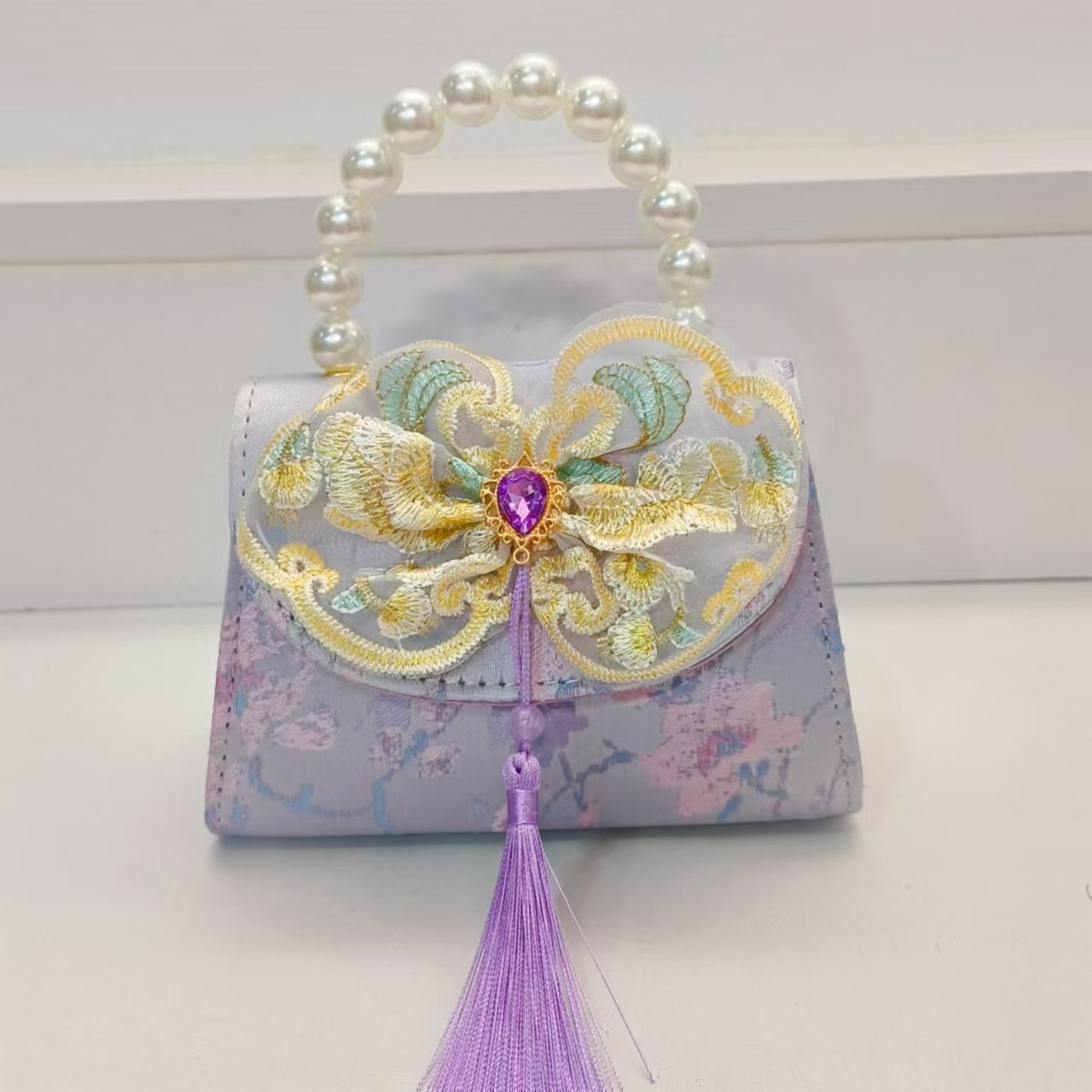 Bolso de perla arco de estilo nacional bolso de princesa bolso de Año Nuevo bolso de Año Nuevo bolso de accesorios para niños