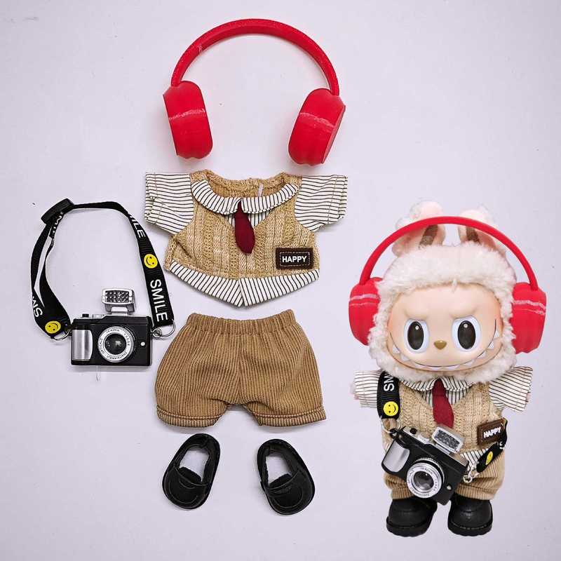 ラブブベビー服 1/2/3 世代 15cm17cm ラブブ服 ヘッドフォン カメラセット labubuv3 ベビー|undefined