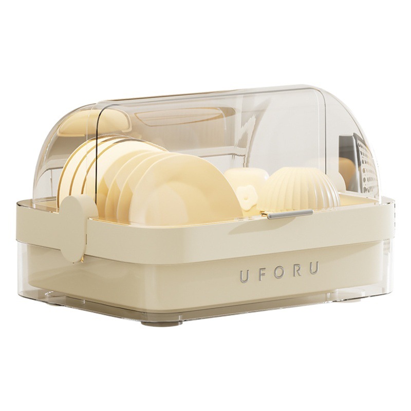 Hogar multi-funcional drenaje tazón estante cocina plato vajilla rack de almacenamiento con tapa a prueba de polvo plástico drenaje rack de gran capacidad