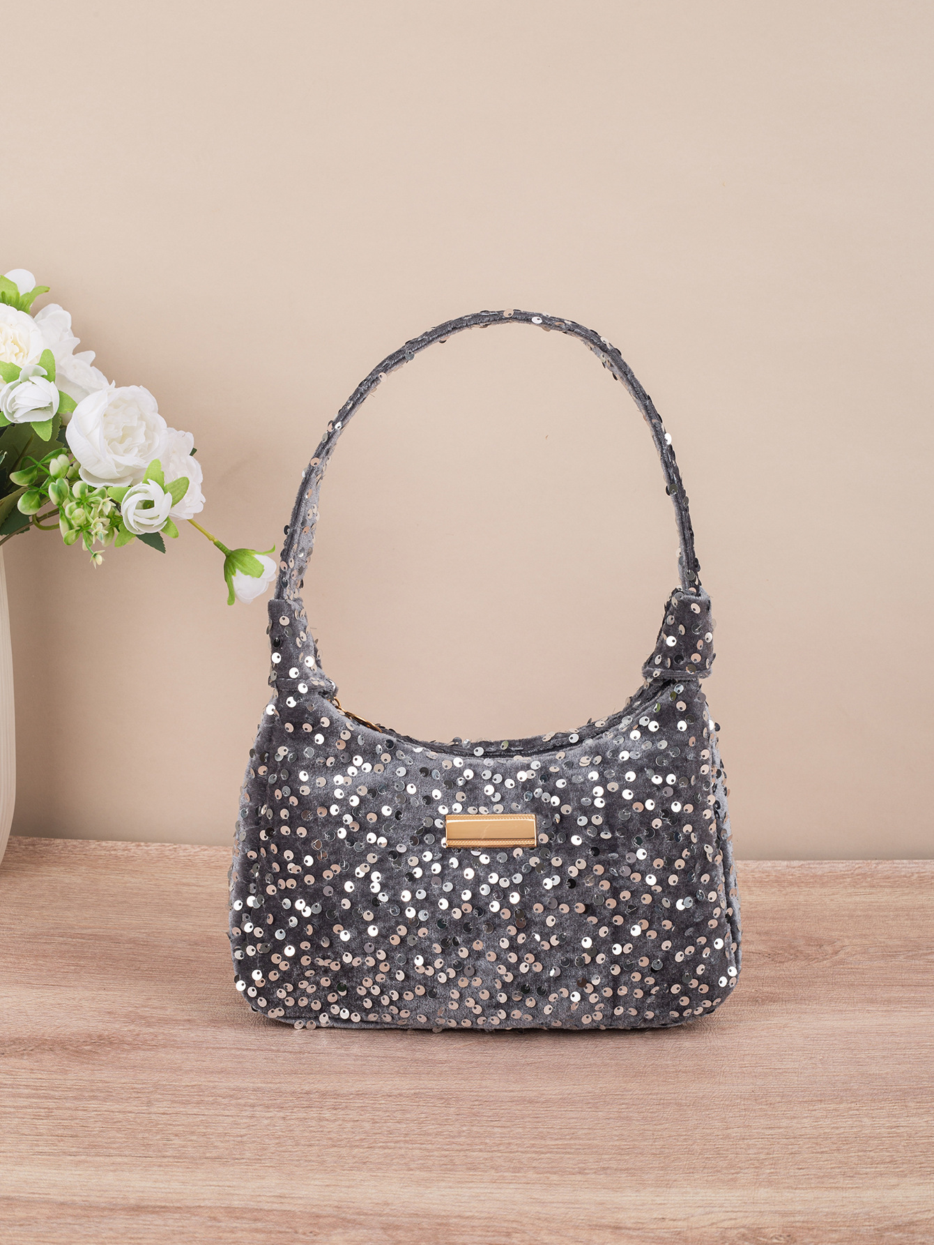 Bolso de moda de color sequilla de mujer bolso de hombro de verano blingbling nicho personalidad bolso de mano de cuerda