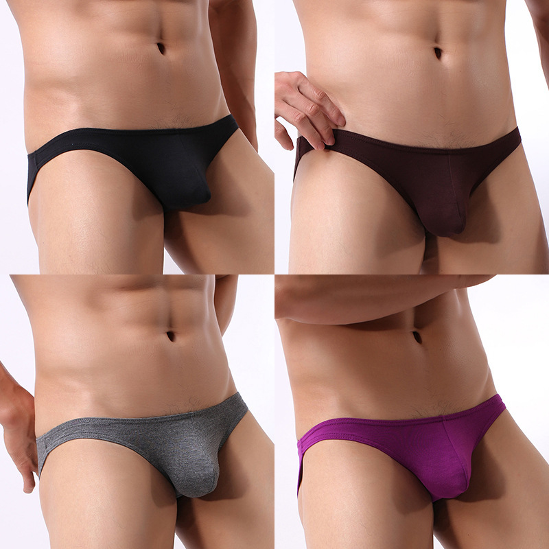 Men's Modal Briefs U-Convex Low Waist Sexy Breathable Tight Narrow Side Men's Shorts Trendy Men's Underwear