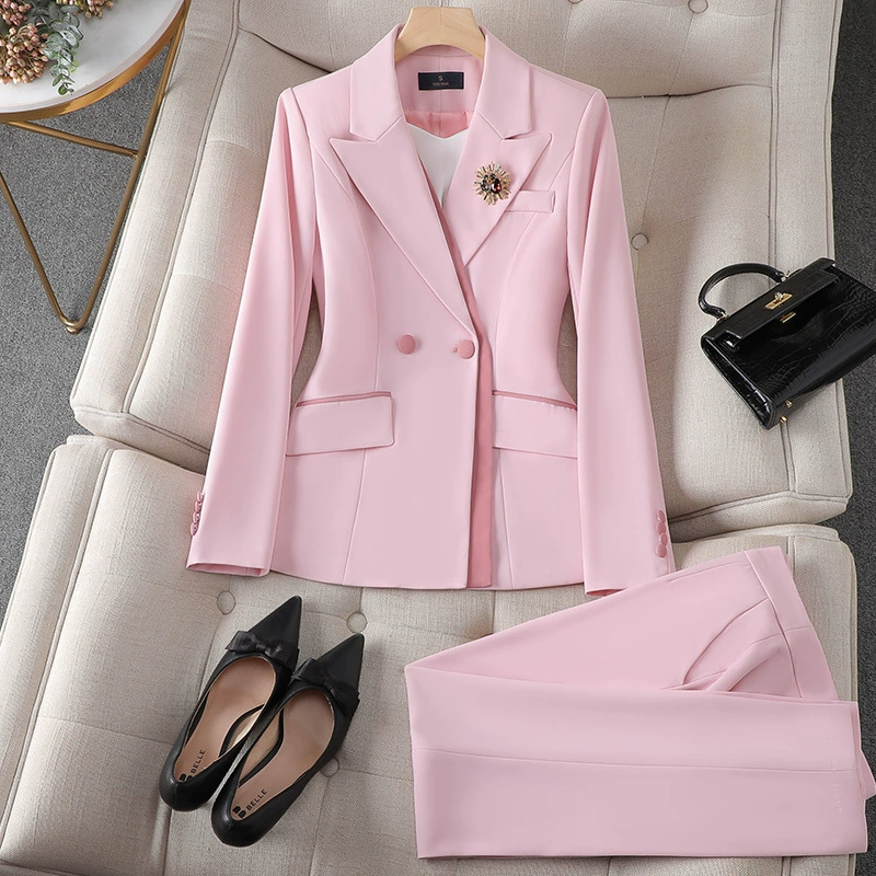 Fuchsia classic suit jacket, set, bright catchy style, for beauty salons