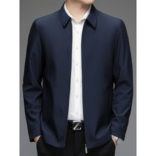 中老年春秋夹克衫男士品牌行政高端新款翻领商务休闲外套爸爸男装