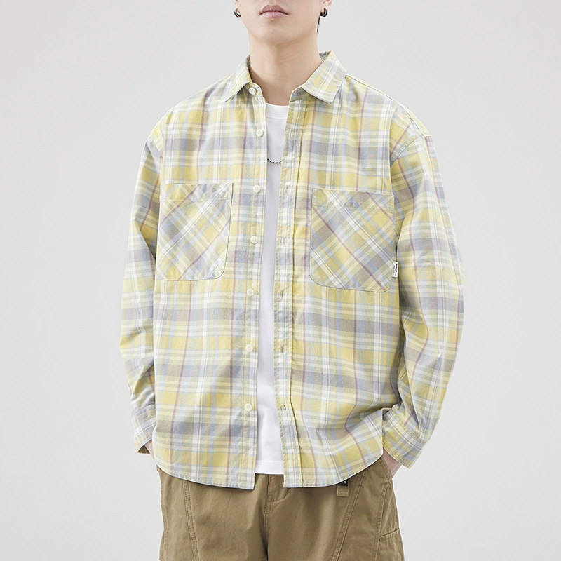 Demi-season Japanese retro cotton shirt for leisure