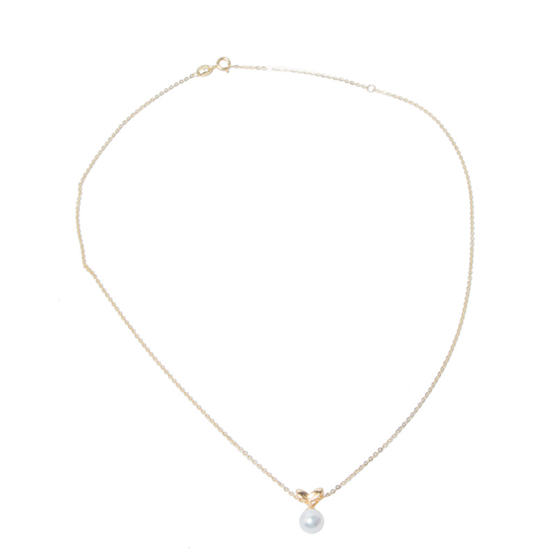 简约可爱风小草珍珠耳钉项链套装