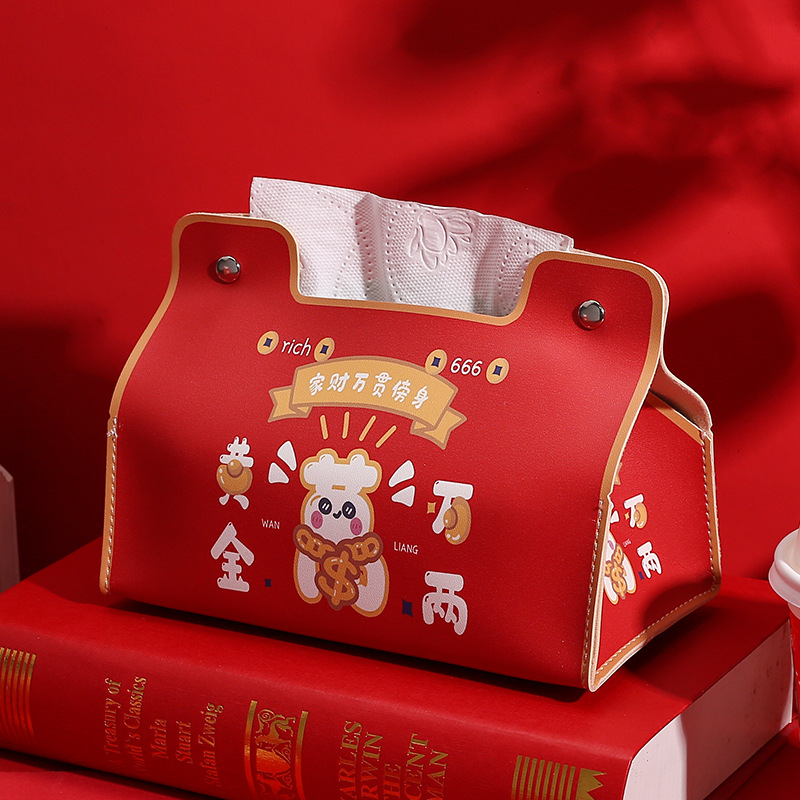 Año nuevo lindo nacional moda caja de pañuelos hogar de alta apariencia caja de pañuelos impermeable dormitorio coche sala de estar caja de pañuelos universal