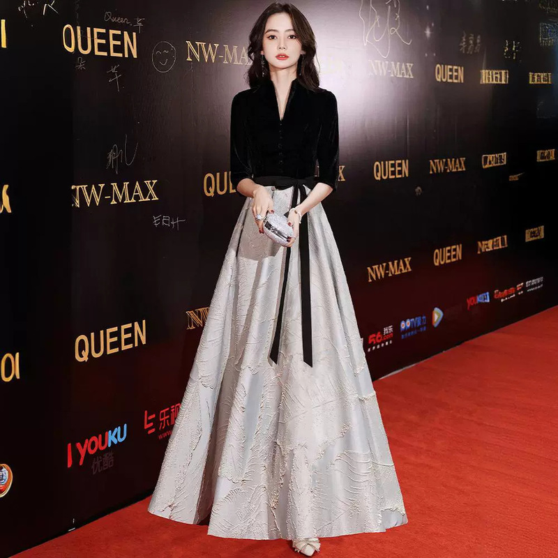 Black Evening Dress for Women 2026 New Style Banquet Elegant Niche Annual Meeting Host Dress Graduation Dress Wholesale Black Evening Dress for Women 2026 New Style Banquet Elegant Niche Annual Meeting Host Dress Graduation Dress Wholesale