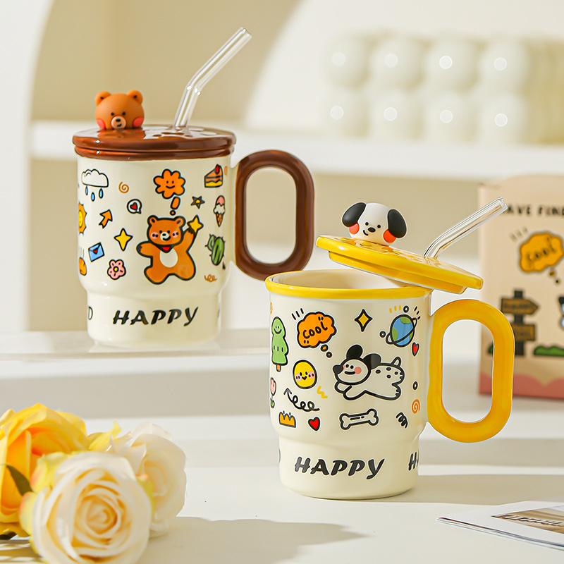 Hermosas tazas de regalo de cumpleaños para hombres y mujeres, tazas de agua de alto valor, tazas de paja creativas, tazas de pareja, tazas de escritorio de estudiantes