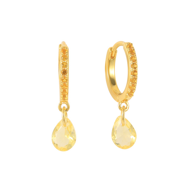 Fashion Water Droplets Brass Inlay Zircon Dangling Earrings 1 Pair display picture 4