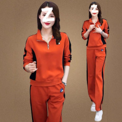 休闲时尚套装减龄运动套装2025新款洋气显瘦春秋立领卫衣阔两件套