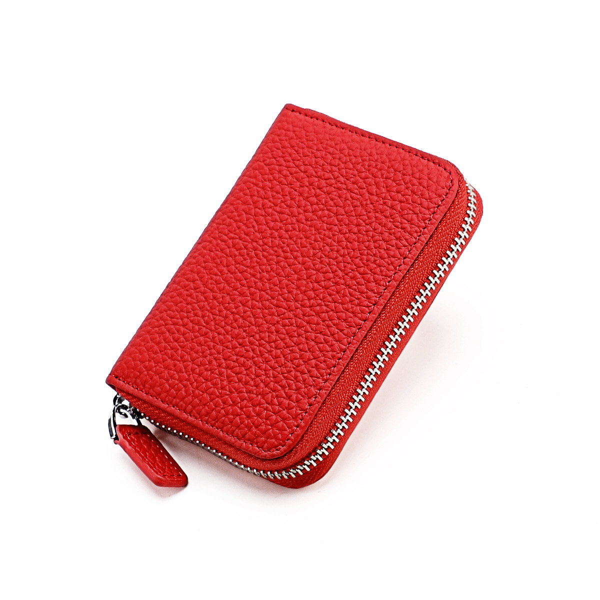 Amazon Japonés Cartera de cuero genuino MONEDERO órgano titular de la tarjeta RFID antirrobo cremallera monedero de la moneda de gran capacidad titular de la tarjeta