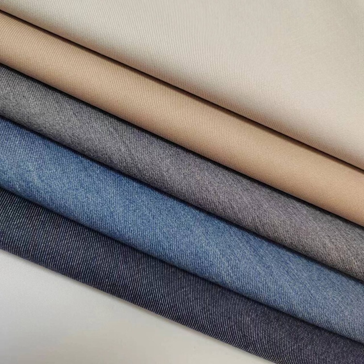 Spring and Autumn Fashion Worsted Wool Denim Fabric Strong Twisted Twill Woven Stretch Fabric Factory Direct Sales Ready Supply