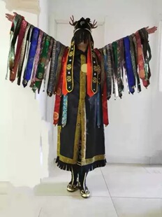 傩面法师服装战袍出马舞蹈祭祀影视服装靴子神帽-阿里巴巴