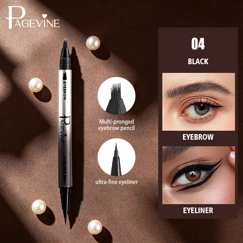 PAGE VINE cepillo de cejas de doble cabeza de lápiz de línea de ojos, un pincel de moldeo no se marea, Amazon tk exportación transfronteriza exclusiva
