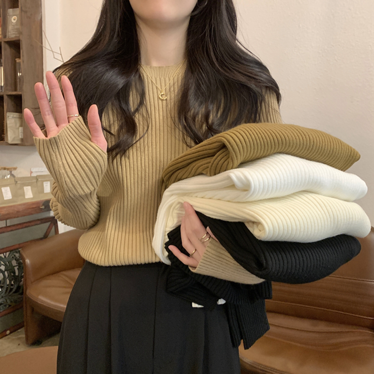 Demi-season base knitted sweater