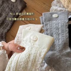 songmu秋季新款雪花贝母松口澳棉袜子女韩系复古潮流无骨女袜子