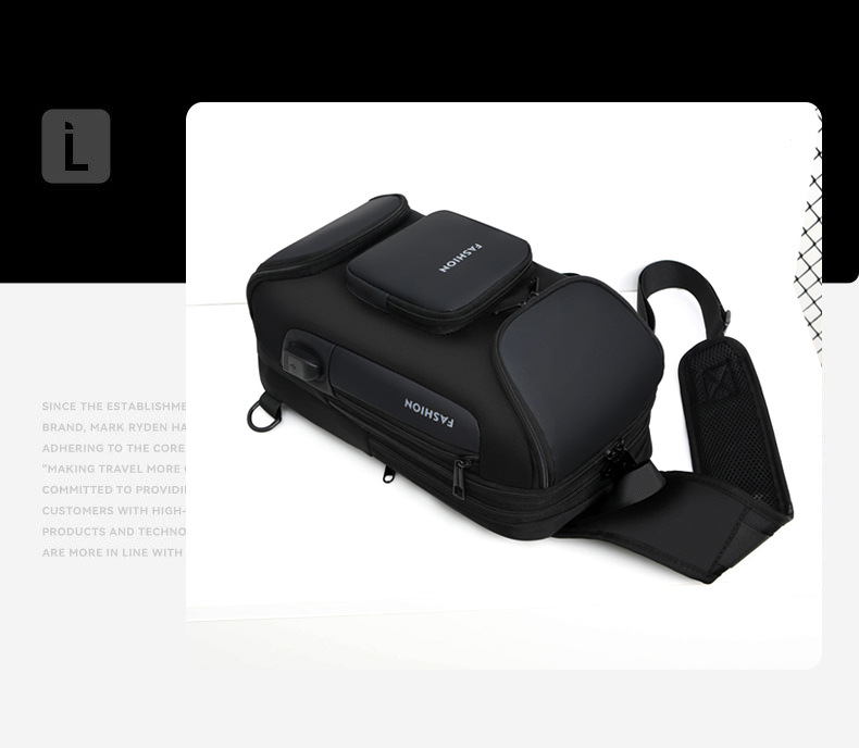 Men's chest bag, crossbody bag, men's fashionable and casual crossbody bag, crossbody backpack, single-shoulder bag, cross-border men's bag, chest bag, trendy undefined