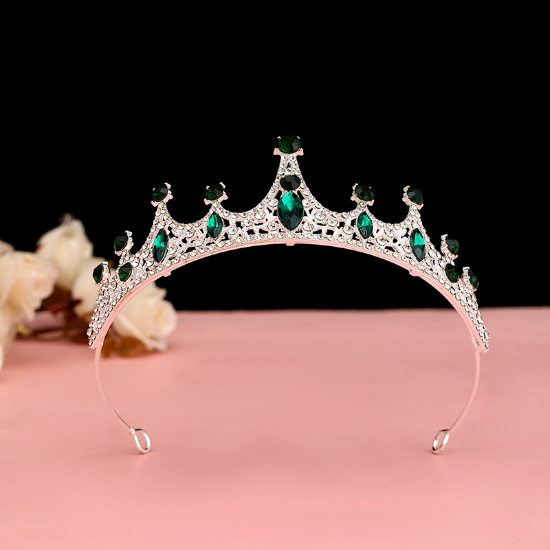 Online Rojo Negro Barroco corona tocado novia estilo coreano 18 años de edad, mujer adulta Ceremonia de cumpleaños princesa Corona al por mayor