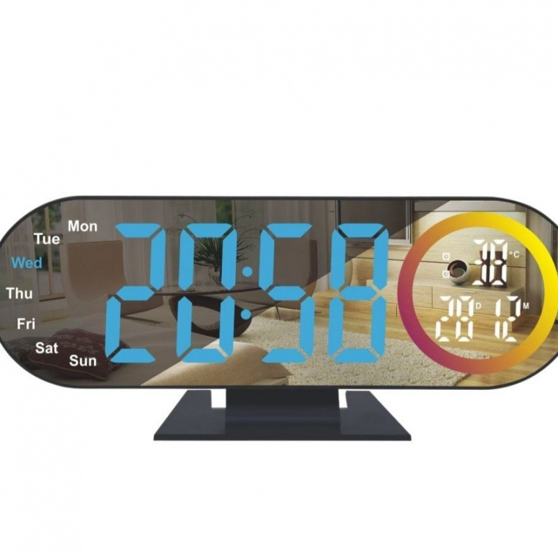 Led Large Screen Digital Mirror Digital Clock Week Date Display Creative Colorful New Alarm Clock Student Alarm Clock
