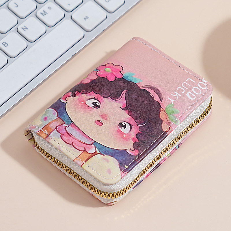 Paquete de tarjeta de órgano de dibujos animados para damas transfronterizas lindo monedero japonés corto paquete de tarjeta de identificación de múltiples tarjetas de gran capacidad