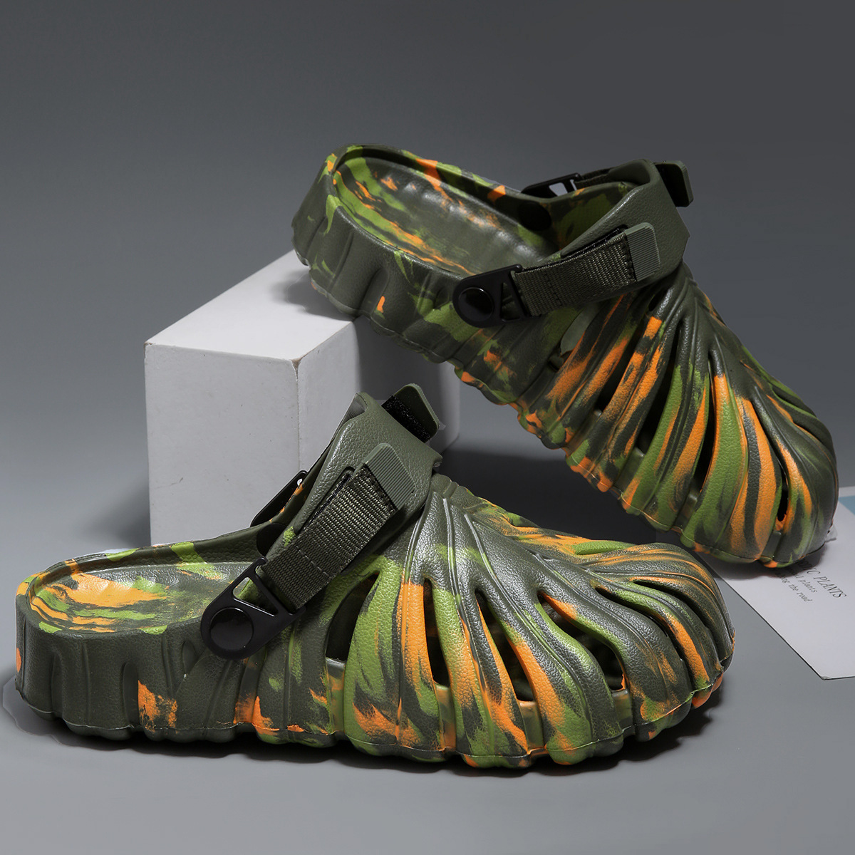 22107-4 카모 오렌지-그린 (뒷면 스트랩형)