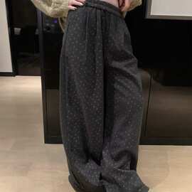 秋冬新款磨毛碎花休闲裤女百搭宽松显瘦裤子