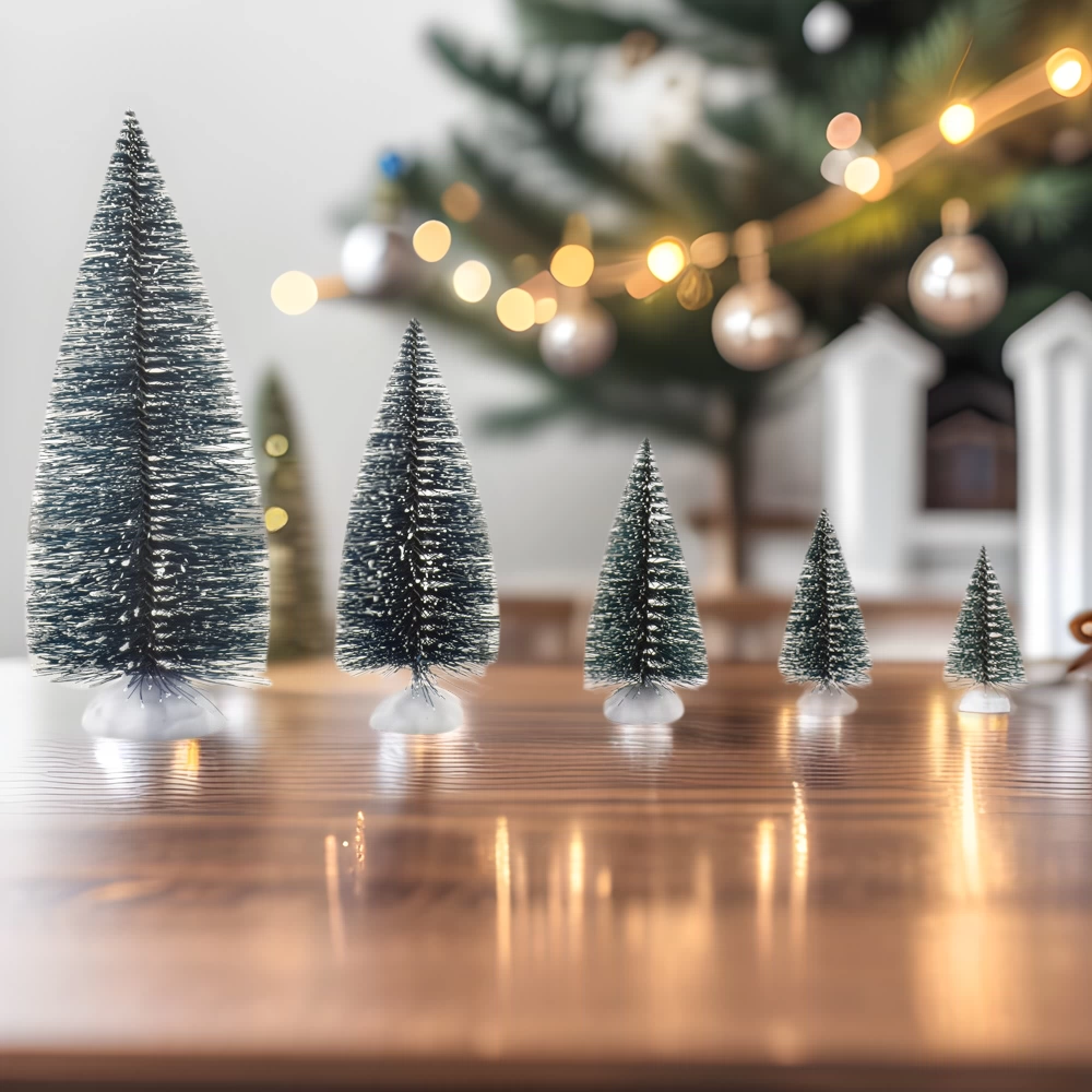 Мини-рождественская елка, резиновая шелковая сосновая игла, сосна снежной башни, зеленая елка 5-20 см, украшение для рабочего стола