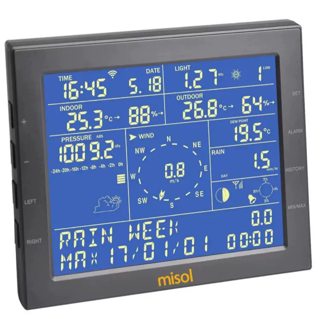 Беспроводной Wi-Fi метеорологический прибор для внутренней и наружной температуры, влажности, ветра и дождя измеритель с освещением УФ-тест