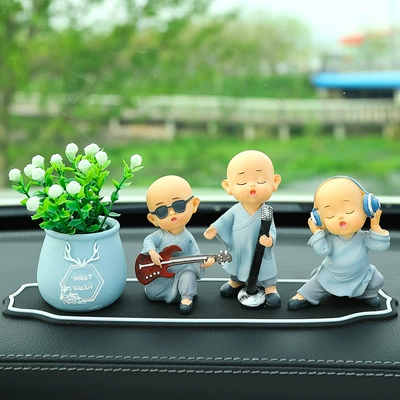 Car decoration car creative funny little monk car cute sweeping band Little Monk decoration supplies