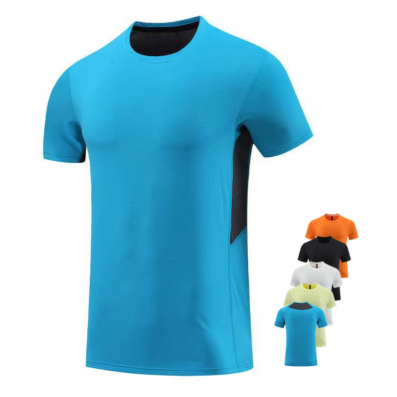 2024 Summer New Short-sleeved Sports T-shirt Men's Quick-drying Crewneck Running Clothes Training Clothes European and American Training Jacket