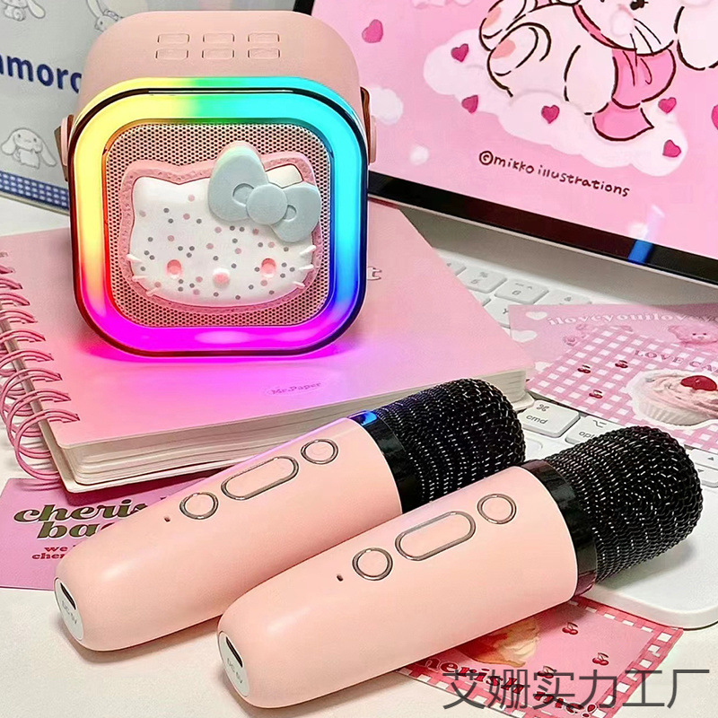 ハローキティ レコードプレーヤー Bluetooth スピーカー かわいい KT 猫マイク 歌うオーディオ 誕生日プレゼント 女の子|undefined