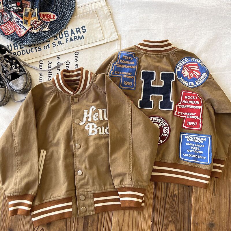 【スポット】日系童装中古DD児童英語バッジ布野球服コートカーディガン|undefined