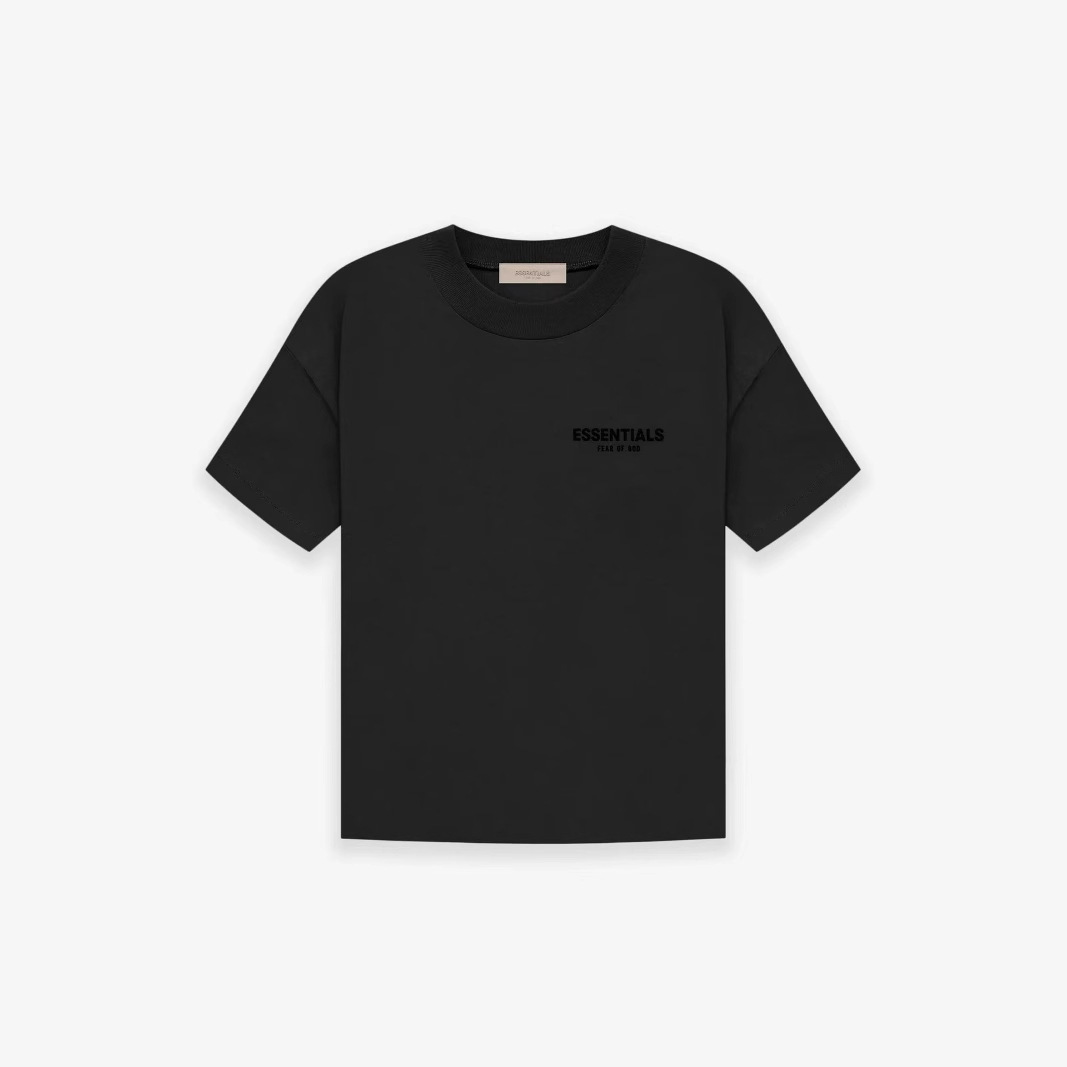 NIEBLA doble línea Temporada 8 ESENCIALES volver flocado impreso manga corta marca de moda de calle suelta camiseta casual