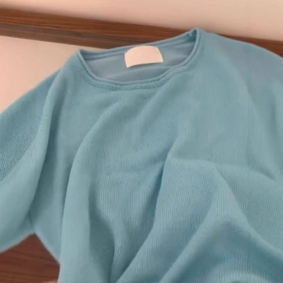 No D recommend! I like super white ~ blue ice silk linen short sleeve sweater women's Korean ins round neck