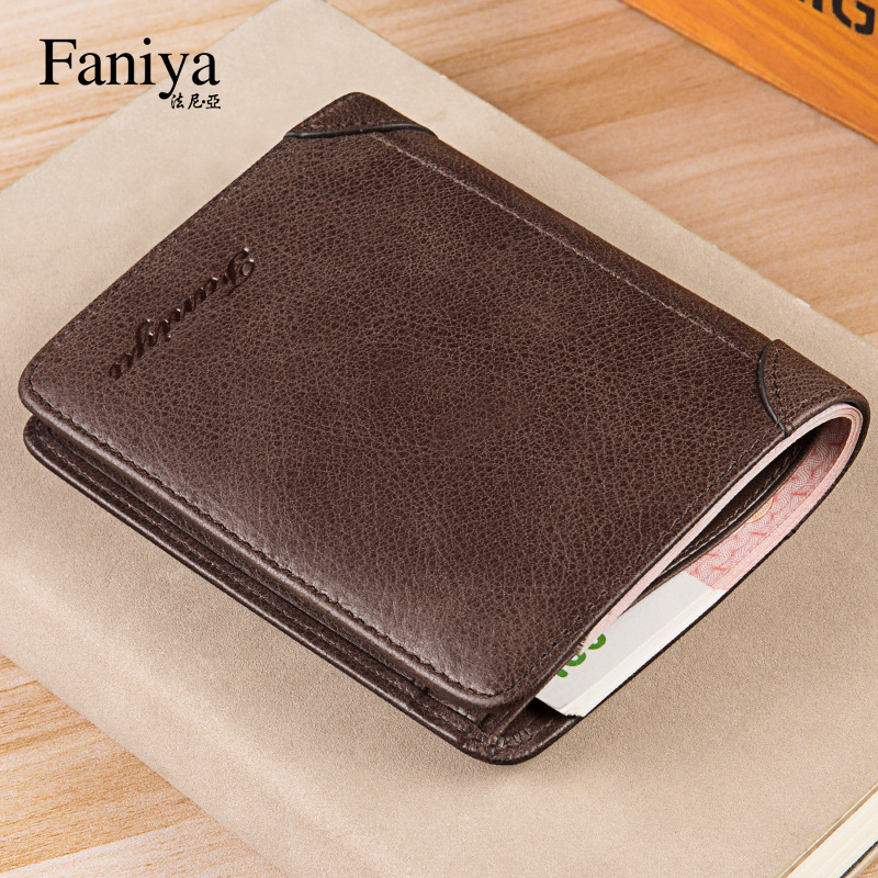 Men's Wallet Short New Leather Driver's License Integrated Card Wallet Vertical Cowhide