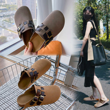 真皮外穿包头拖鞋女2025年夏季新款平底半拖时尚女鞋休闲百搭凉拖