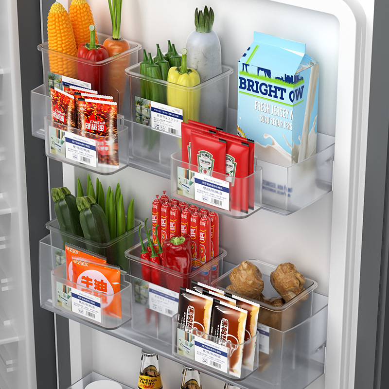 냉장고 사이드 도어 스토리지 박스 도어 내부 주방 마무리 아티팩트 사이드 서브 스토리지 계란 신선한 보관 박스 스토리지 랙