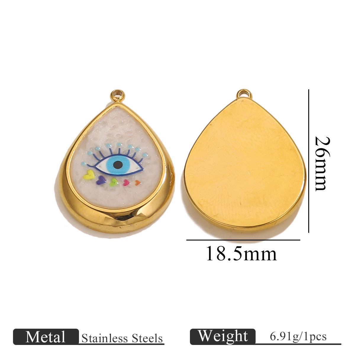 Acero inoxidable retro redondo colgante de ojos azules DIY goteo de aceite ojo del demonio pulsera collar llavero accesorios joyas