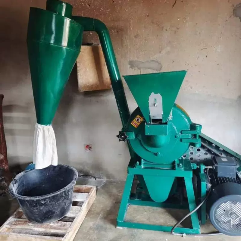 15kw电机带动玉米粮食粉碎机稻壳麸皮粉碎机除尘米糠粉碎机