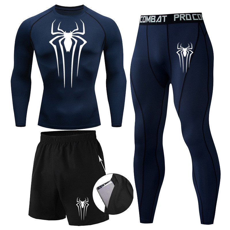 Men's Quick Drying Three Piece Sports Set For Running Training_voghion.com
