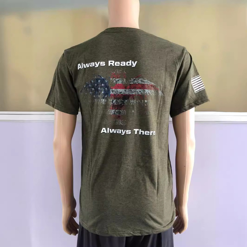 American navy blue round neck advertising shirt American flag printing T-shirt activity gift foreign trade T-shirt