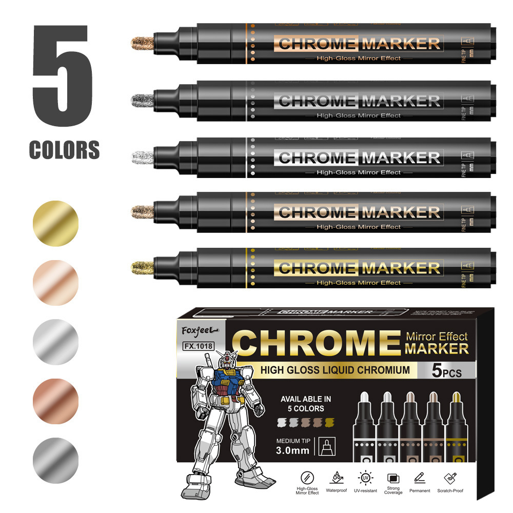 Espejo de 0,7 mm bolígrafo de pintura de oro bolígrafo de cromado bolígrafo de pintura de color modelo de bolígrafo de marca