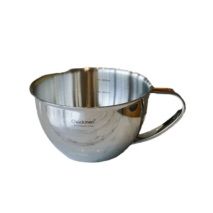 ¡Se requiere control pesado! Alemán 316 de acero inoxidable gran vientre desayuno taza de leche huevo taza de medición con mango tazón multiusos