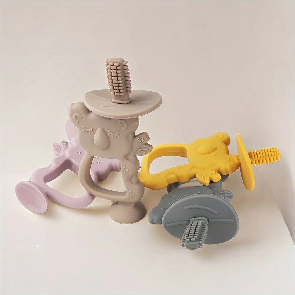 Fábrica de productos hervibles de goma de silicona para bebés koala cepillo de dientes 2 - en - 1 para calmar la mano goma de dientes