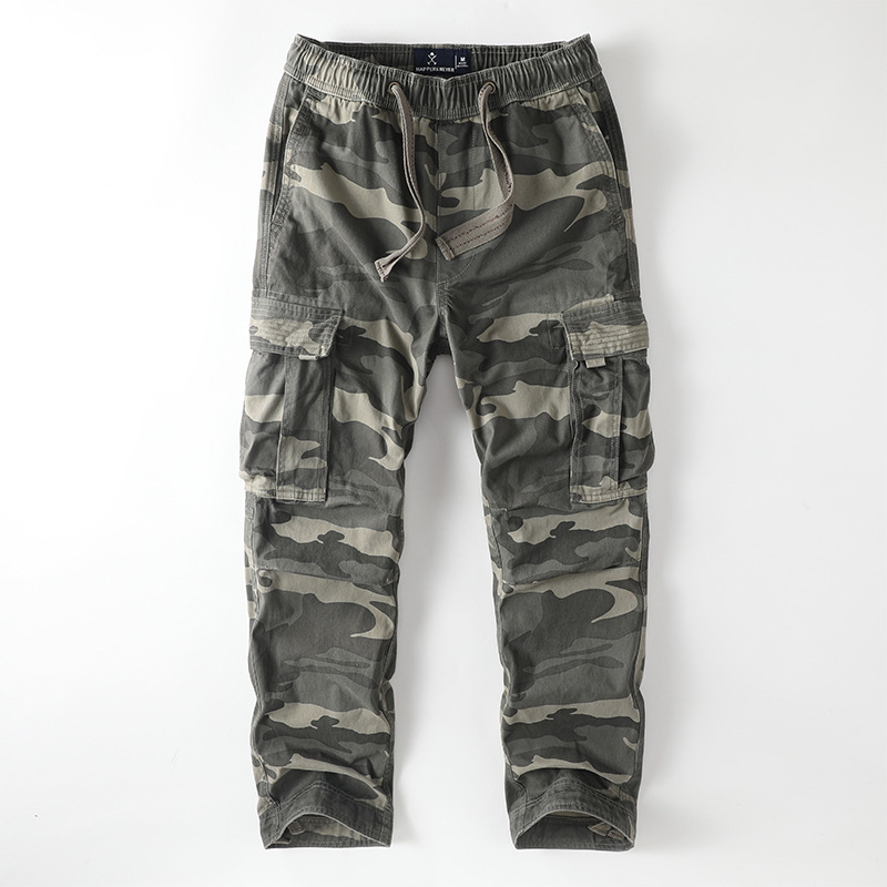 Custom Ami Camouflage Cargo Pants Men's Casual Multi-Pocket Loose Straight Large Size Drawstring Jogger Pants Long Pants