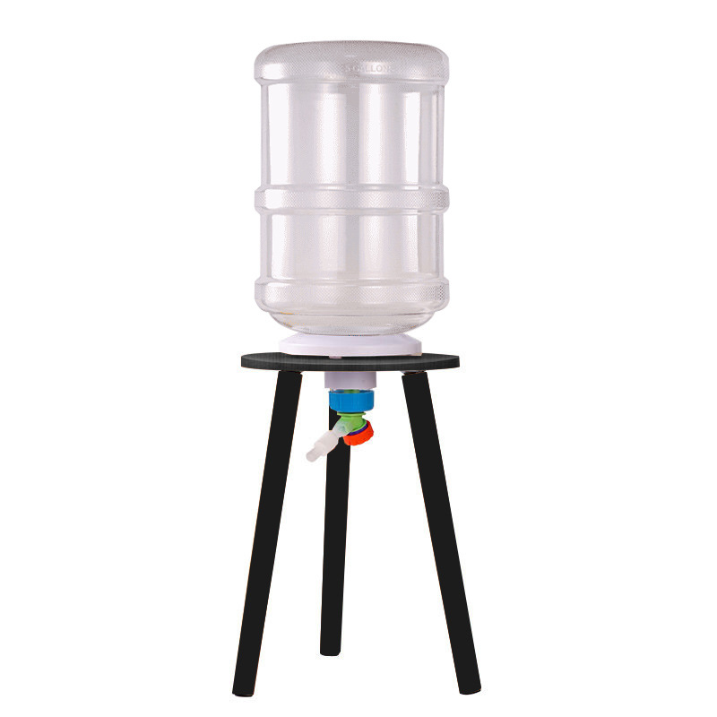 Conjunto completo para criação de peixes (balde branco de 19 litros + suporte de madeira preto + bica de água + tubo)